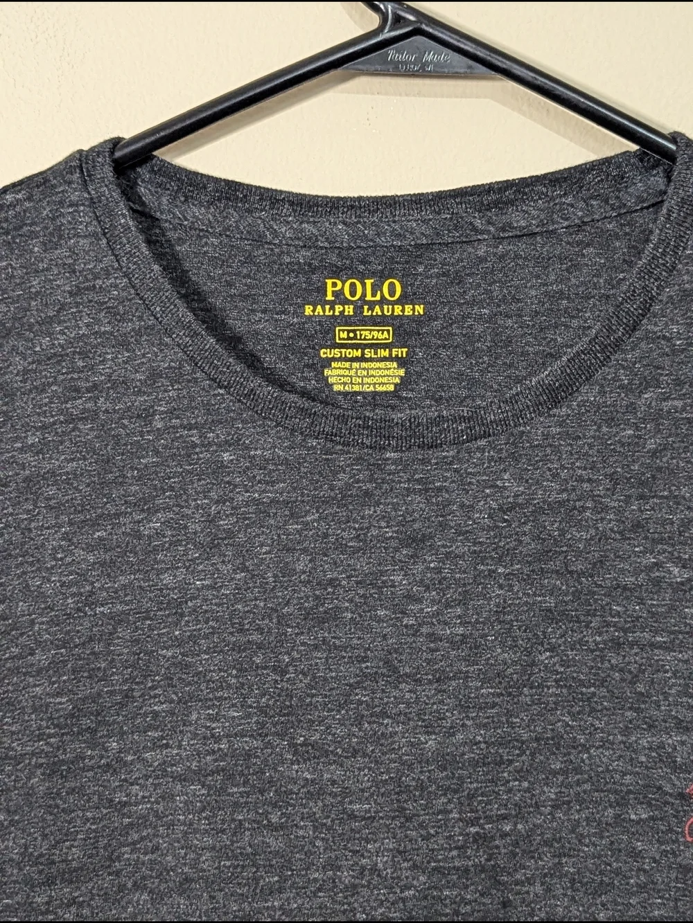 Polo by Ralph Lauren Charcoal Heather Long-Sleeve Crew Tee with Red Pony